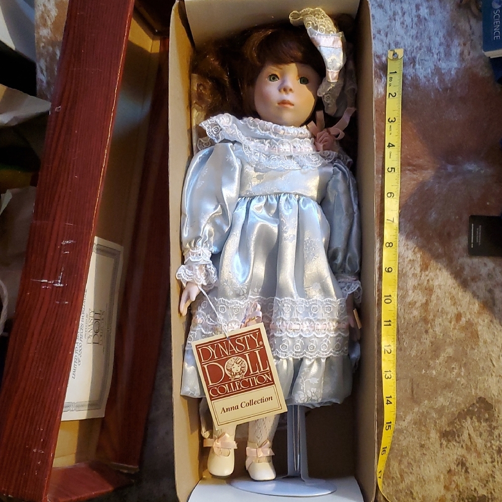 Vintage Porcelain Doll - Blue and White Doll